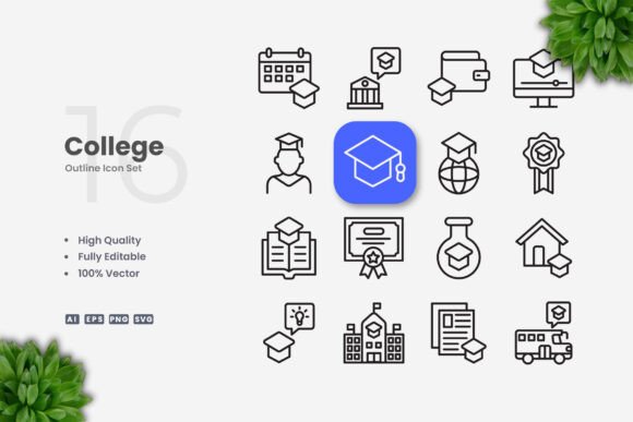 A Fresh Look: College Graphics Icons for Modern Brand Projects