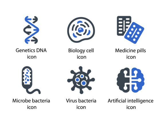 Designing with Science Experiment Blue Icon Graphics
