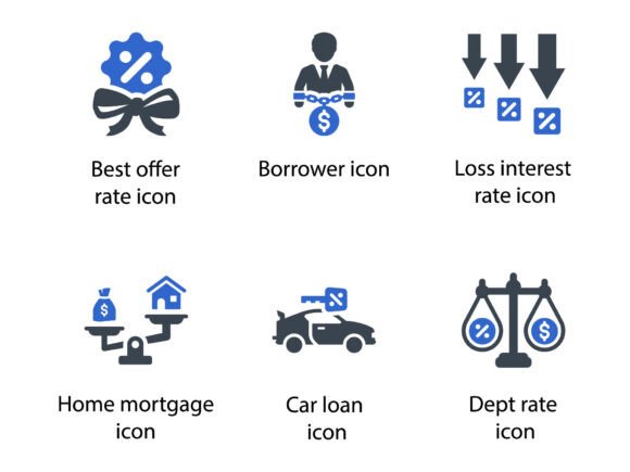 Loan Debt Icon Set 4: A Versatile Graphics Package for Creators